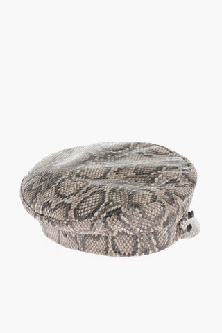 Cappello Baker Boy in Motivo Animalier in Pelle Vegan