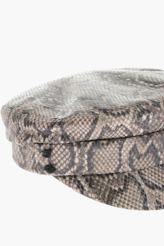 Cappello Baker Boy in Motivo Animalier in Pelle Vegan