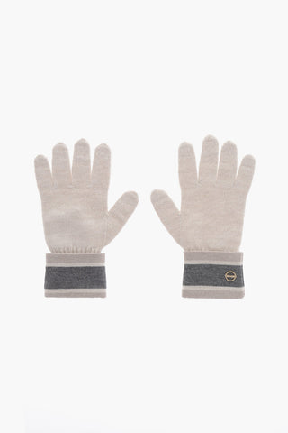 Wool Blend Gloves with Metal Logo