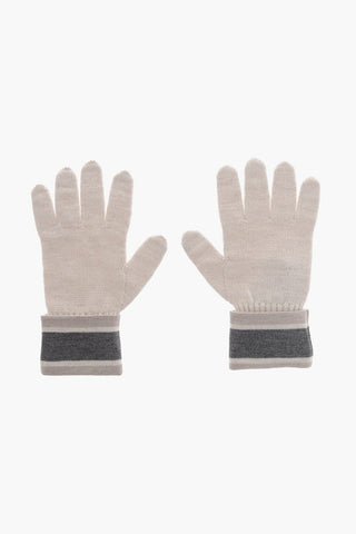 Wool Blend Gloves with Metal Logo