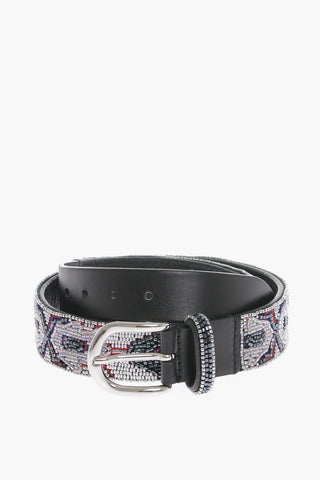 All-Over Sequined Leather Belt 35mm