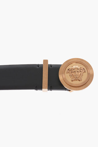 Cintura in Pelle Con Logo Effetto Dorato 30mm