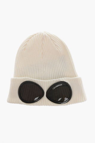 Ribbed Cotton Beanie with Goggles Detail