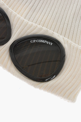 Ribbed Cotton Beanie with Goggles Detail