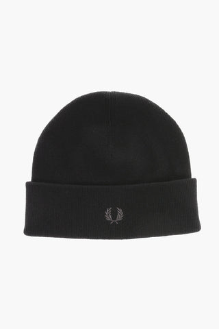 Ribbed Beanie Hat with Embroidered Logo