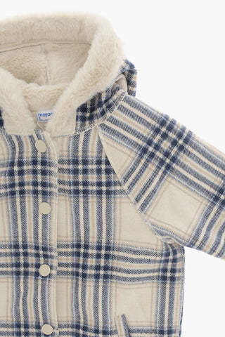 Checked Coat with Snap Buttons