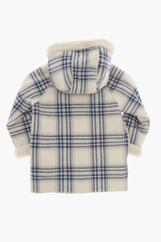Checked Coat with Snap Buttons