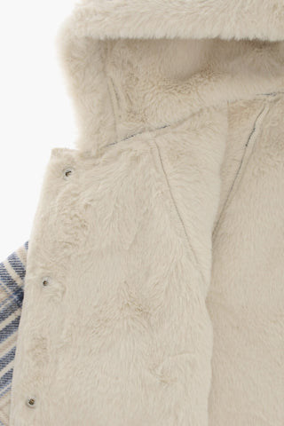 Checked Coat with Snap Buttons
