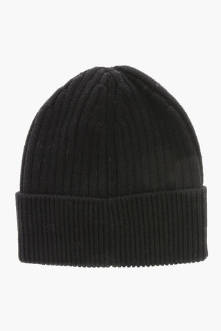 GRENOBLE Solid Color Ribbed Beanie with Embroidered Monogram