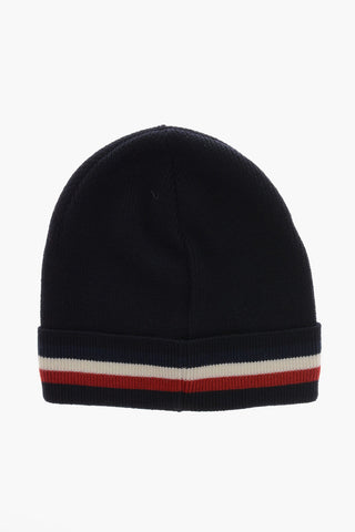 Beanie in Lana Vergine con Dettagli a Contrasto