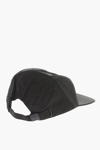 Cotton Blend Cap with Leather Detail