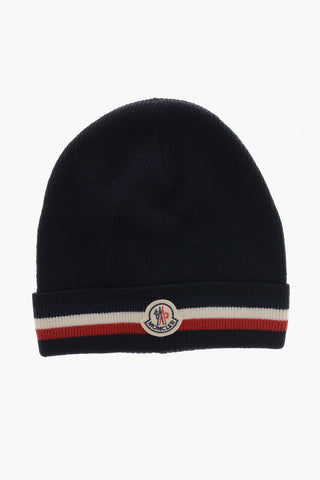 Beanie in Lana Vergine con Dettagli a Contrasto