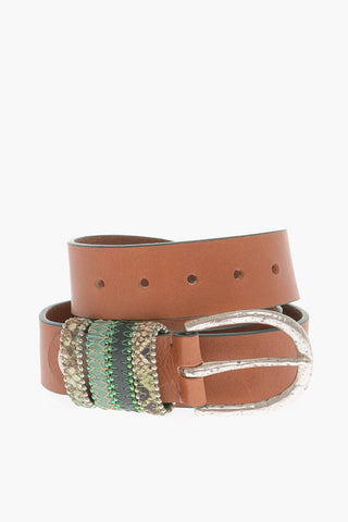 Cintura In Pelle con Borchie 35mm