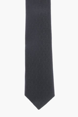 Silk Geometric Motif Tie with All-Over Logo