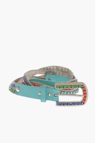 Braided Belt With Jewels And leather Details 20mm