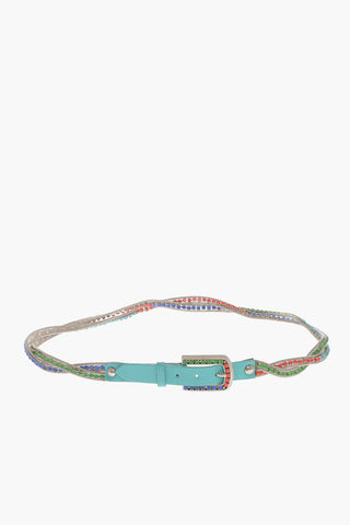 Braided Belt With Jewels And leather Details 20mm