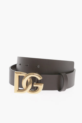 Solid Color Leather Belt with Golden Buckle 35mm