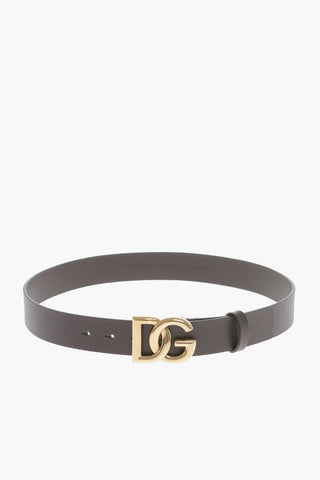 Solid Color Leather Belt with Golden Buckle 35mm
