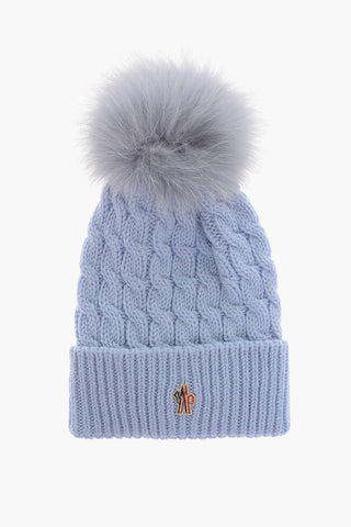 GRENOBLE Virgin Wool Beanie with Real Fur Pom Pom