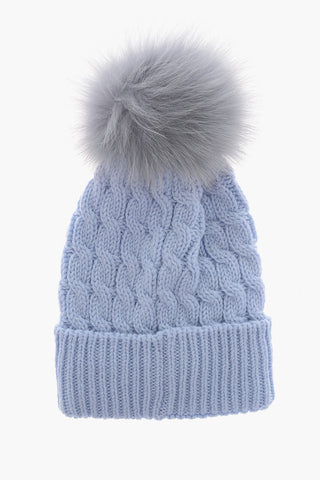 GRENOBLE Virgin Wool Beanie with Real Fur Pom Pom