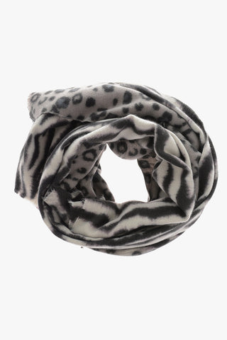 Animal-Motif Wool Blend PASHMINA Scarf