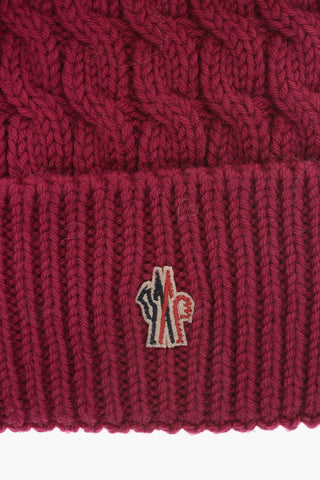 GRENOBLE Solid Color Beanie with Real Fur Pom Pom