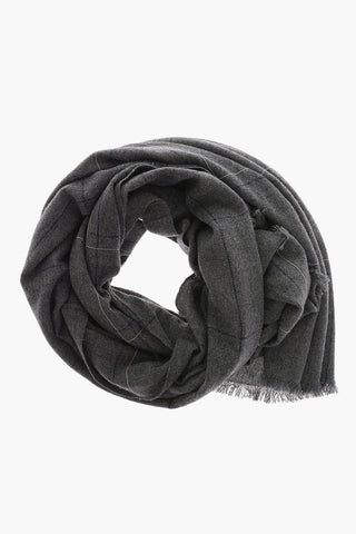 Cashmere Scarf with Studs and Fringes