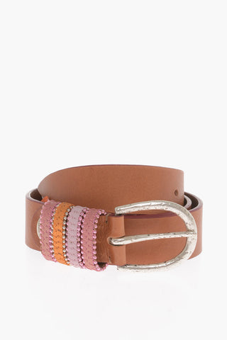 Cintura In Pelle con Borchie 35mm