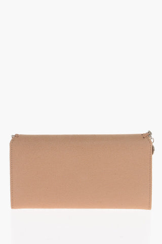 Faux Leather FALABELLA Continental Wallet with Silver-Tone Chain