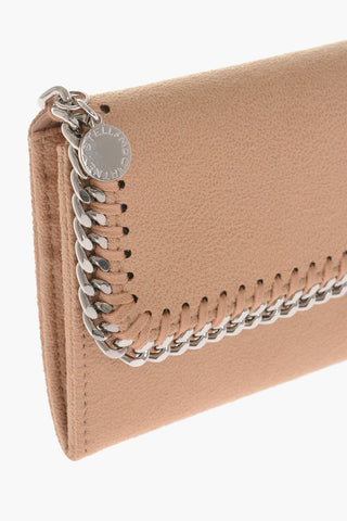 Faux Leather FALABELLA Continental Wallet with Silver-Tone Chain