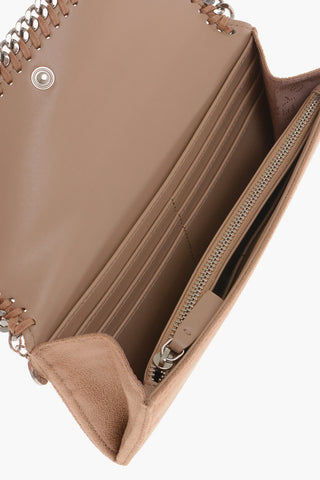 Faux Leather FALABELLA Continental Wallet with Silver-Tone Chain