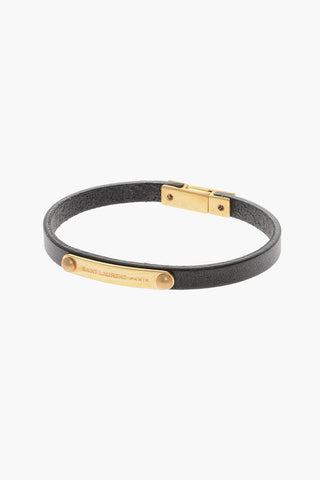 Leather Bracelet with Logoed Plate
