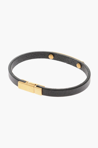 Leather Bracelet with Logoed Plate