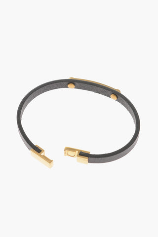 Leather Bracelet with Logoed Plate