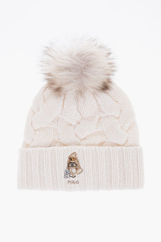 Wool WINTER BEAR Beanie With Vegan Fur Pon-Pon
