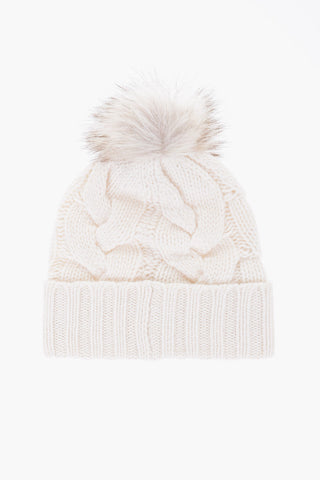 Wool WINTER BEAR Beanie With Vegan Fur Pon-Pon