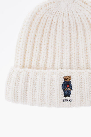 Embroidered DENIM BEAR Beanie With Pon-Pon