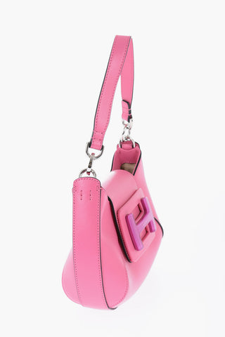 Leather Hobo Bag with Logoed Fastening