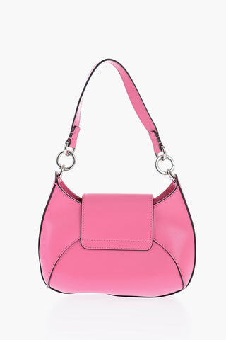 Leather Hobo Bag with Logoed Fastening