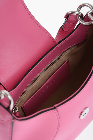 Leather Hobo Bag with Logoed Fastening