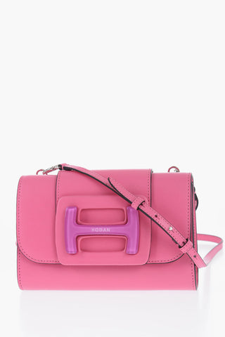 Leather Logoed Clutch with Removable Shoulder Strap