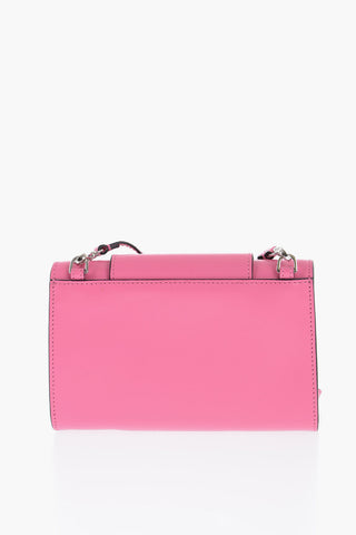 Leather Logoed Clutch with Removable Shoulder Strap