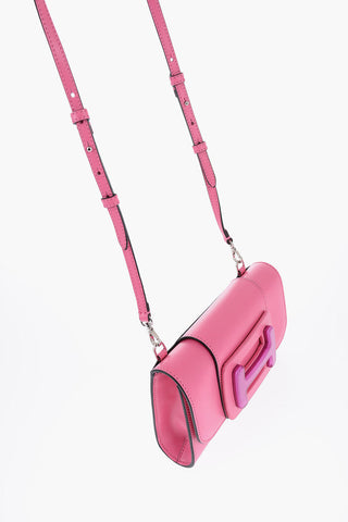 Leather Logoed Clutch with Removable Shoulder Strap