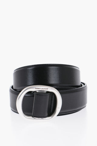 Leather Belt with Logoed Buckle