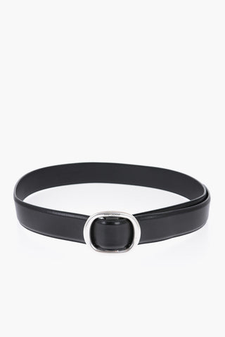 Leather Belt with Logoed Buckle