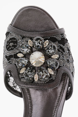 Rhinestoned Lace Sliders
