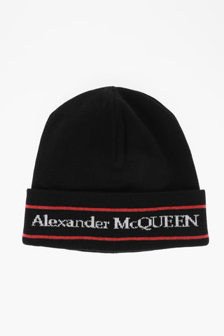 Cappello Beanie in Cashmere con Logo Jacquard