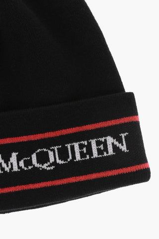 Cappello Beanie in Cashmere con Logo Jacquard