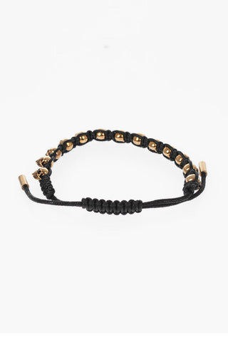 Adjustable Friendship Bracelet with Golden Skulls