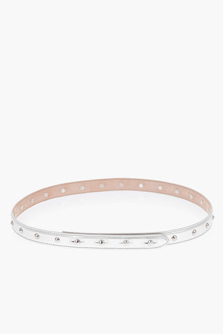 Metallized Leather  Slim Belt With Studs 20mm